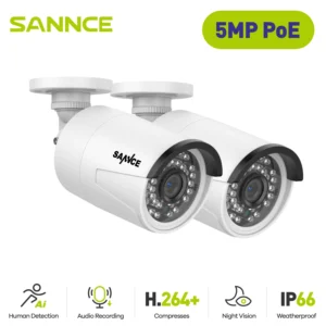 SANNCE 2PCS Ultra HD 5MP POE Camera Outdoor Indoor