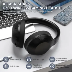 ATTACK SHARK G300 Wireless Bluetooth Headphone with ENC Noise Cancellation